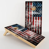 CORNHOLE GAMES USA - RUSTIC AMERICAN FLAG (VARIANT 2) PROFESSIONAL CORNHOLE BOARDS