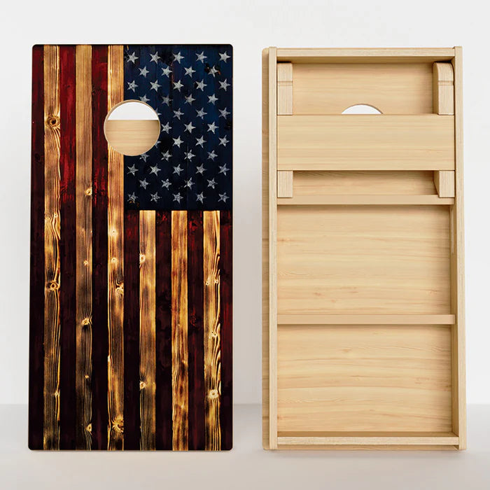 CORNHOLE GAMES USA - RUSTIC AMERICAN FLAG PROFESSIONAL CORNHOLE BOARDS
