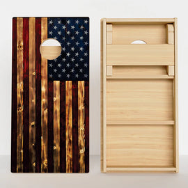 CORNHOLE GAMES USA - RUSTIC AMERICAN FLAG PROFESSIONAL CORNHOLE BOARDS