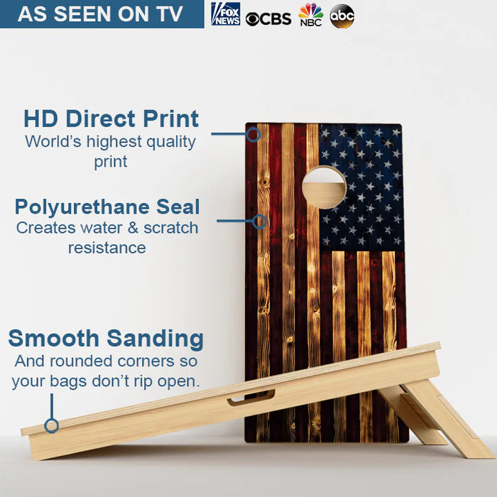 CORNHOLE GAMES USA - RUSTIC AMERICAN FLAG PROFESSIONAL CORNHOLE BOARDS
