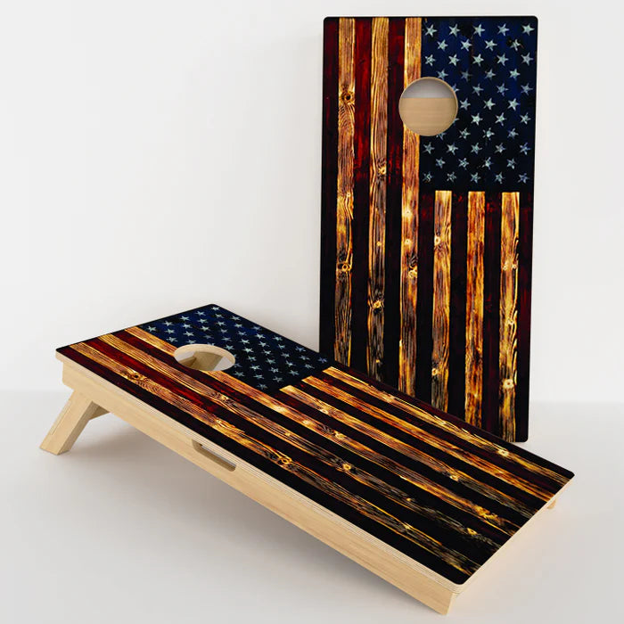 CORNHOLE GAMES USA - RUSTIC AMERICAN FLAG PROFESSIONAL CORNHOLE BOARDS